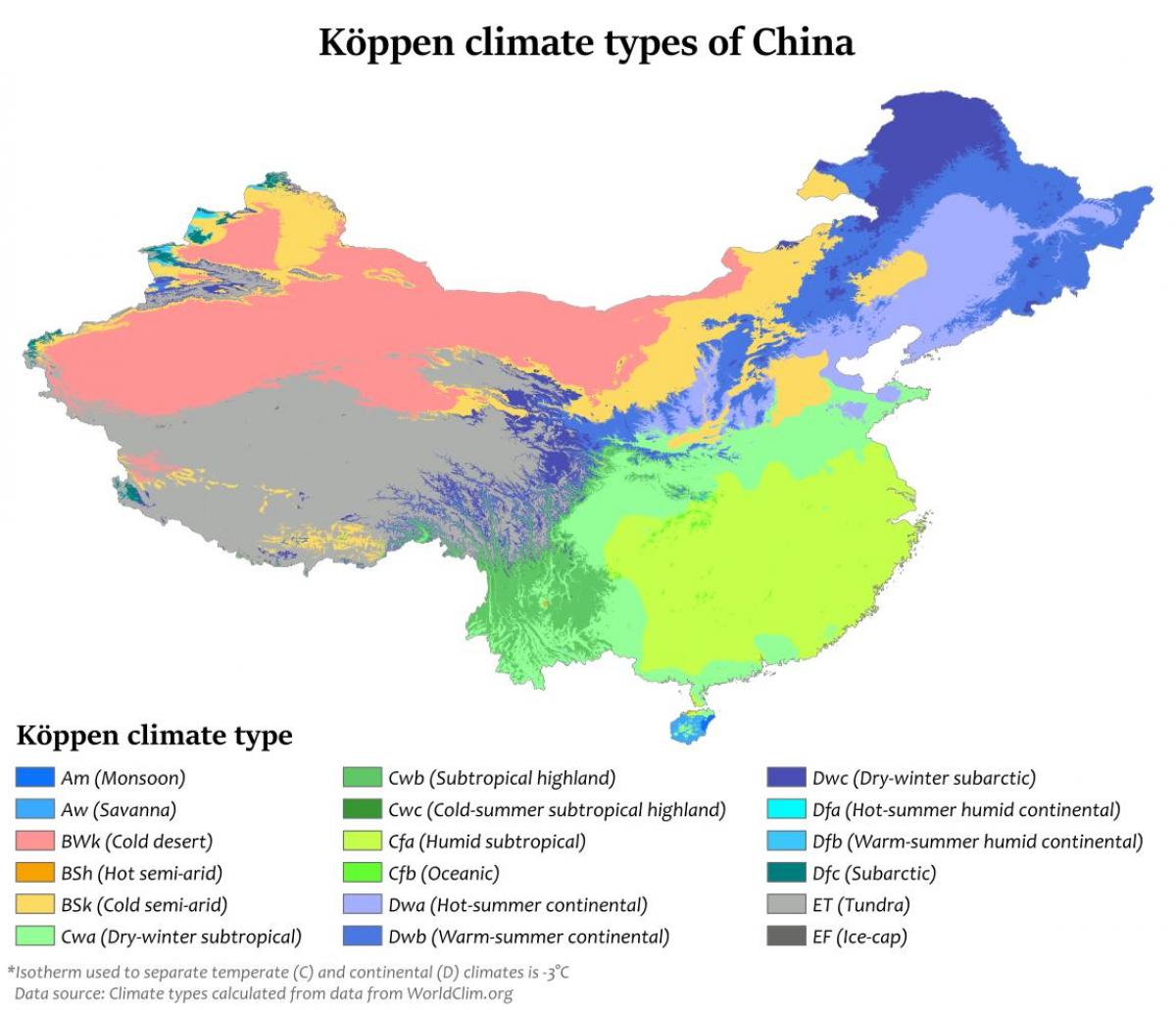 mapa klimatyczna chin Chiny klimatycznej mapy Klimatyczna mapa Chiny (Azja Wschodnia   Azja)