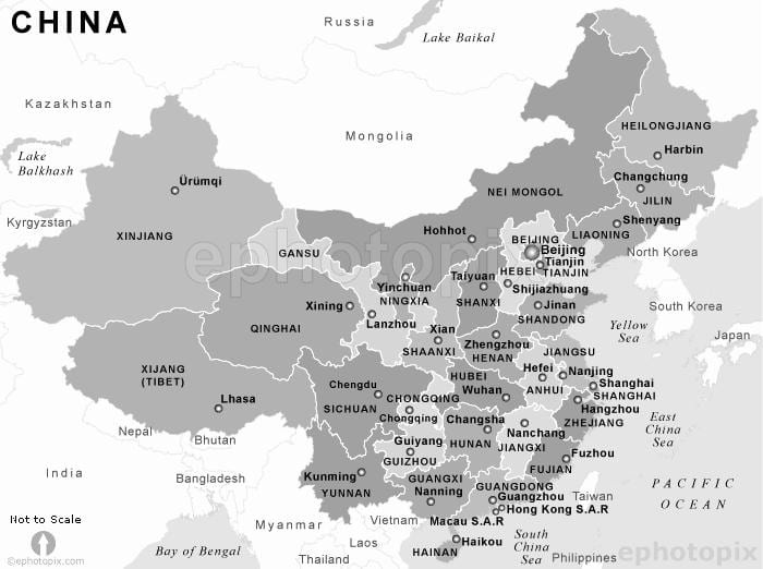 mapa Chin czarny i biały