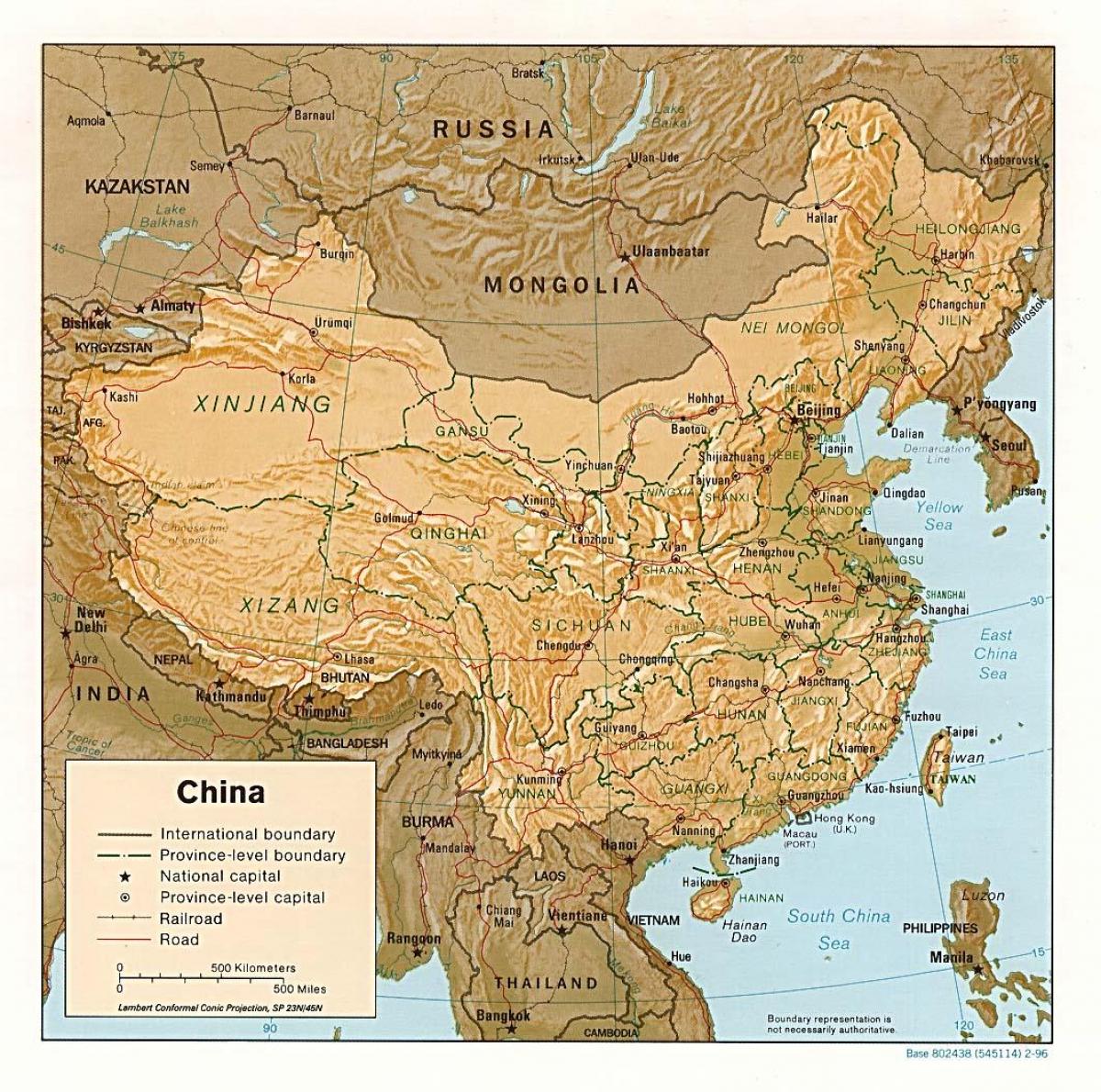 geograficzna mapa Chin