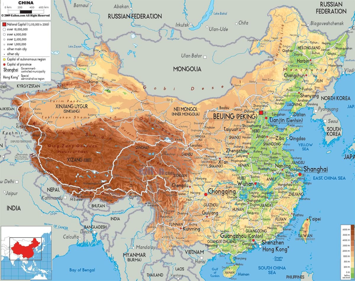 mapa w Chinach