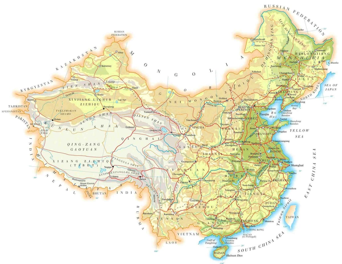Chiny mapy topograficzne