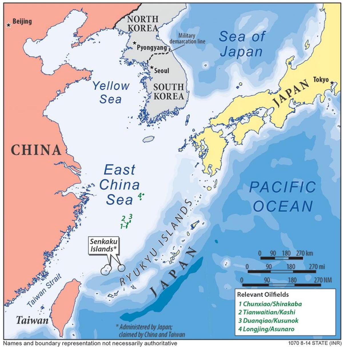 mapa Wschodnio-chińskim morzem