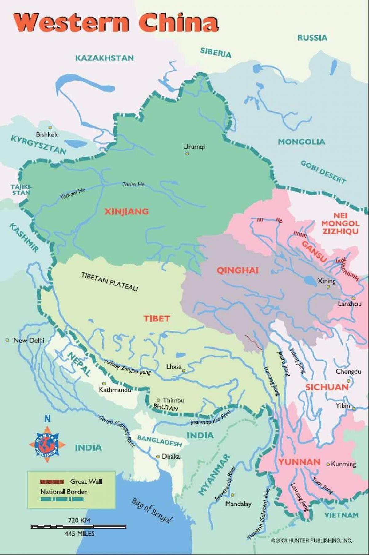 mapa Zachodnich Chin