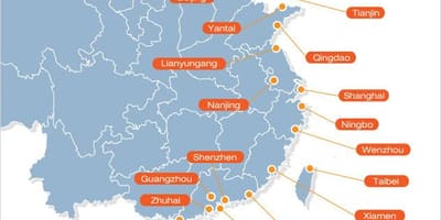 Mapa chińskich portach