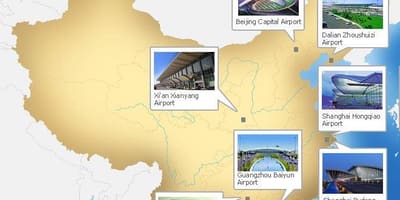 Mapa Chin lotnisk