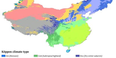 Klimatyczna mapa Chin