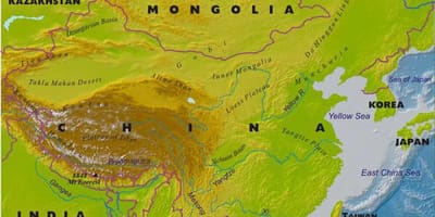 Chiny mapa fizyczna