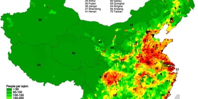 Mapa rozkładu populacji Chin