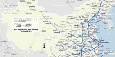 Szybkiej kolei w Chinach na mapie