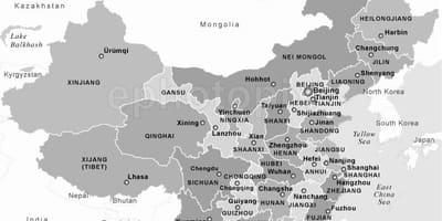Mapa Chin czarny i biały