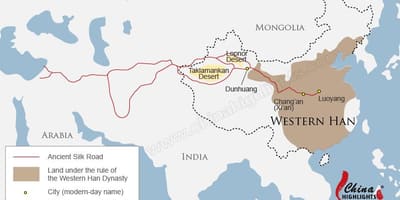 Chiny mapa szlaku jedwabnego