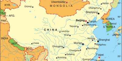 Powietrza Chiny mapa lotów