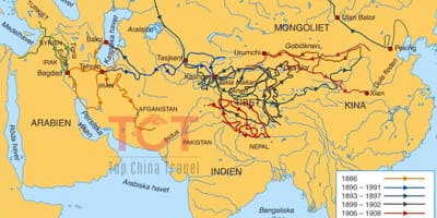 Mapa jedwabnego szlaku w Starożytnych Chinach